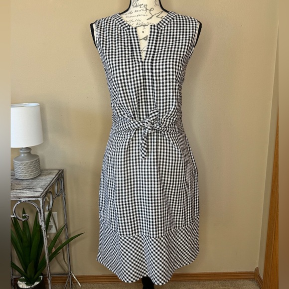 VINEYARD VINES Seersucker Black White Gingham Sleeveless Dress Sz 12 Women’s - Picture 2 of 7